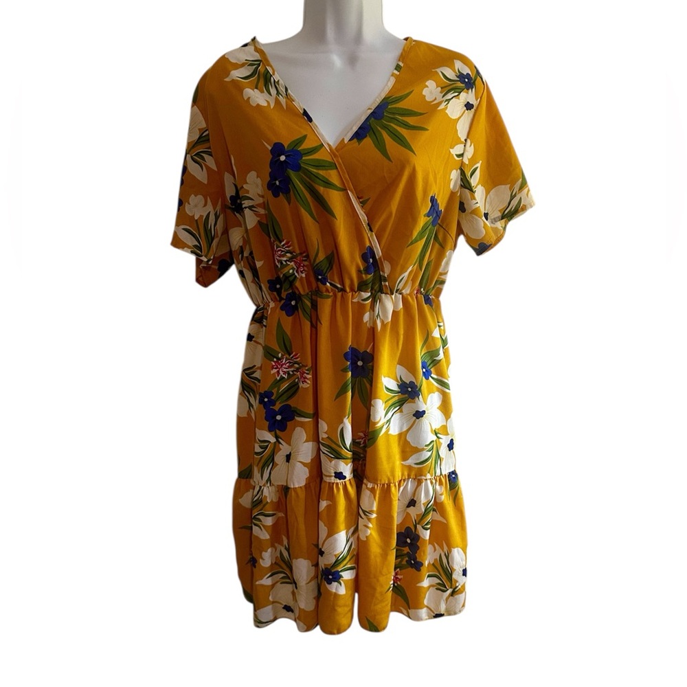 SHEIN Yellow Floral Mini Dress